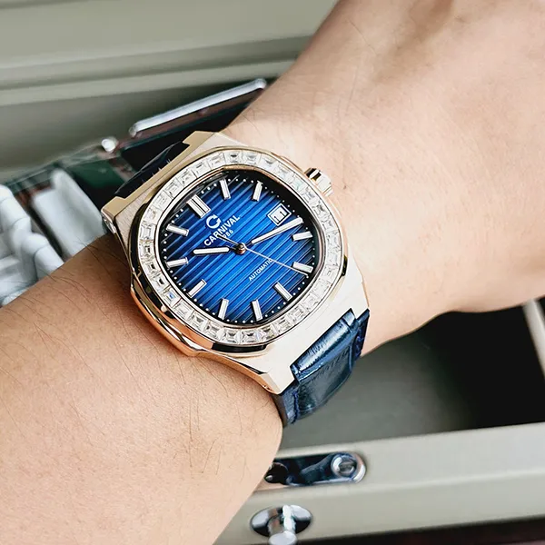 Đồng Hồ Nam Carnival Nautilus Automatic Watch 8108G-VH-DD-X ( G8108.304.425 ) Màu Xanh (Tặng Kèm Bút)