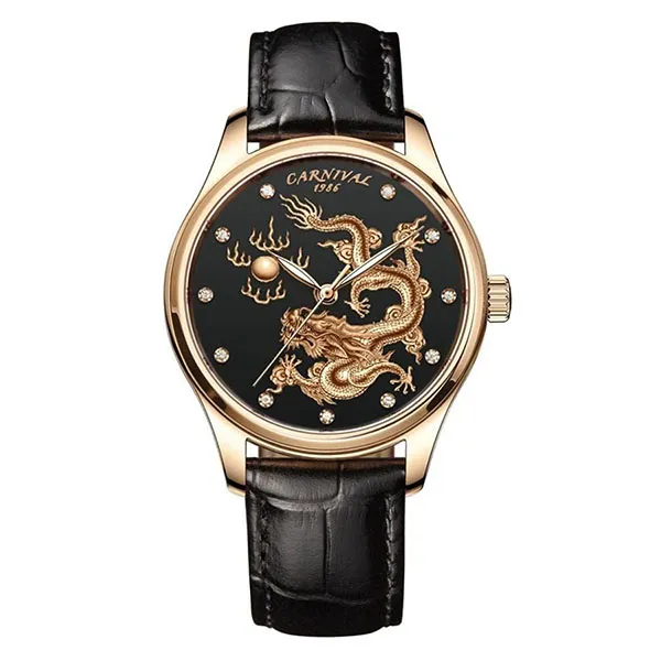 Đồng Hồ Nam Carnival Rồng Nhã Ngọc 51524G-D Màu Đen - Vàng