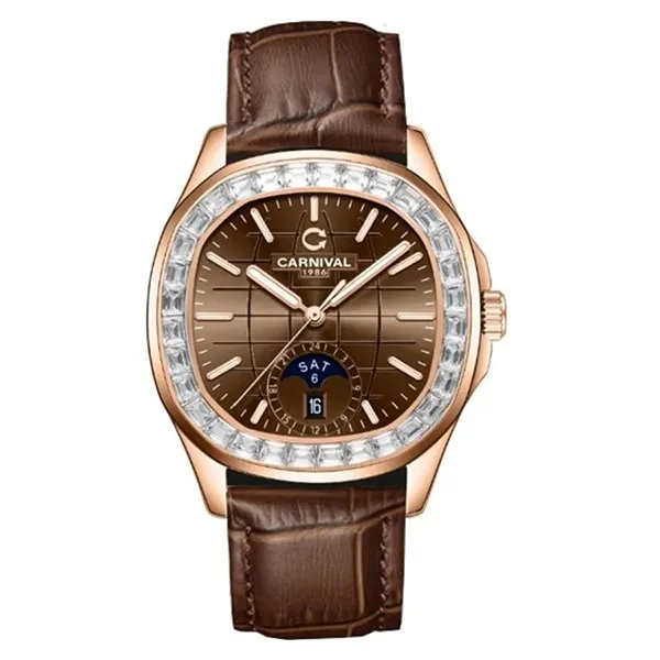 Đồng Hồ Nam Carnival Watch 8113G2-VH-DD-N Màu Nâu