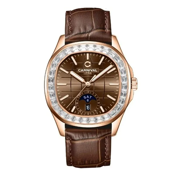 Đồng Hồ Nam Carnival Watch 8113G2-VH-DD-N Màu Nâu - Vàng Hồng