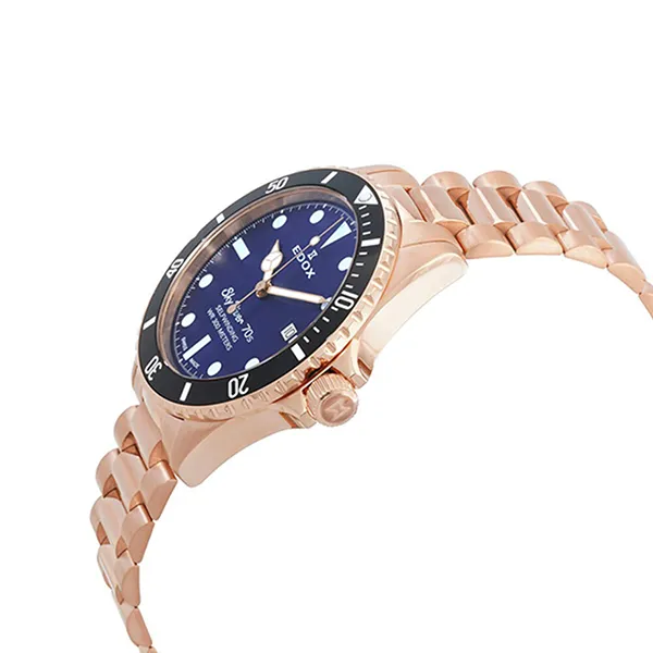 Đồng Hồ Nam Edox Skydiver 70S Date Automatic Blue Dial Watch 80112 37RNM BUI Màu Xanh/ Vàng Hồng