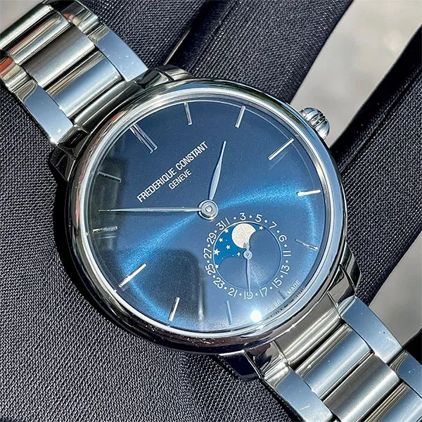 Đồng Hồ Nam Frederique Constant Manufacture Slimline Moonphase FC-703N3S6B (FC703N3S6B) Màu Xanh Bạc