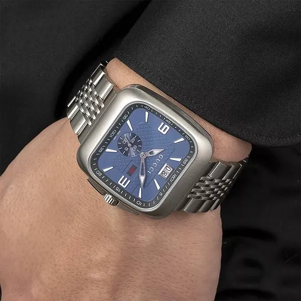 Đồng Hồ Nam Gucci G Coupe Quartz Watch YA131318 Màu Bạc/Xanh