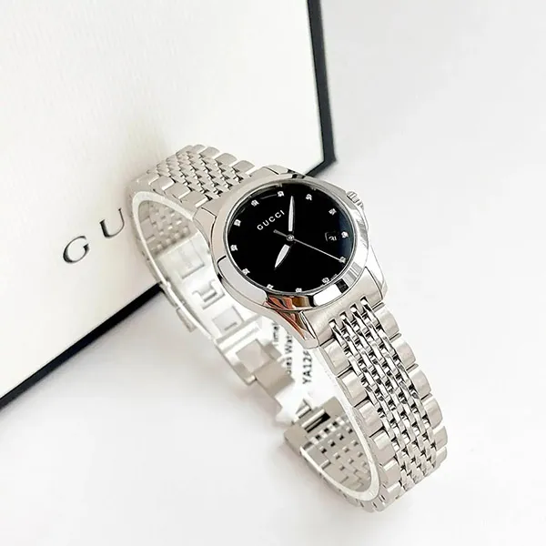 Đồng Hồ Nam Gucci YA126405 Black Dial Stainless Steel Strap Watch Màu Đen Bạc - Đồng hồ - Vua Hàng Hiệu