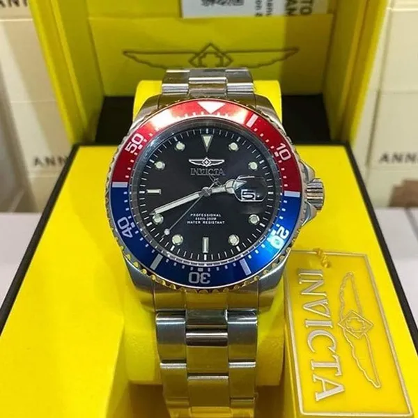 Đồng Hồ Nam Invicta Pro Diver Quartz Black Dial Pepsi Bezel Men Watch 23384 Màu Bạc Đen