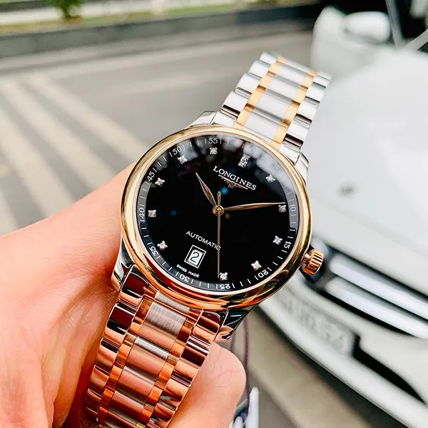 Đồng Hồ Nam Longines Automatic L2.628.5.59.7 Master Collection Diamond 18K Rosegold Màu Bạc Đen - Đồng hồ - Vua Hàng Hiệu