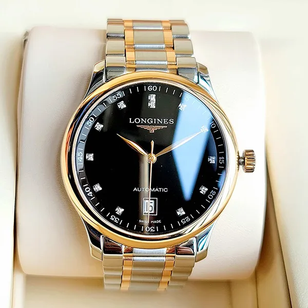 Đồng Hồ Nam Longines Automatic L2.628.5.59.7 Master Collection Diamond 18K Rosegold Màu Bạc Đen - Đồng hồ - Vua Hàng Hiệu