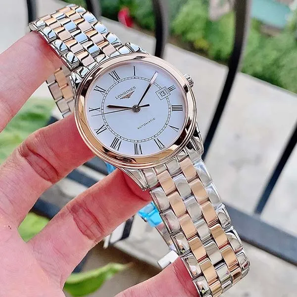 Đồng Hồ Nam Longines Flagship L4.874.3.91.7 Màu Bạc Phối Vàng Hồng