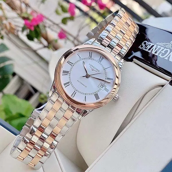 Đồng Hồ Nam Longines Flagship L4.874.3.91.7 Màu Bạc Phối Vàng Hồng