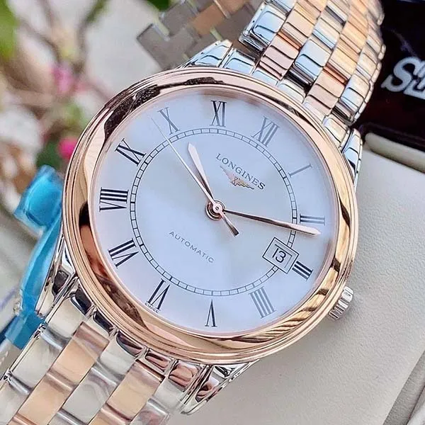 Đồng Hồ Nam Longines Flagship L4.874.3.91.7 Màu Bạc Phối Vàng Hồng