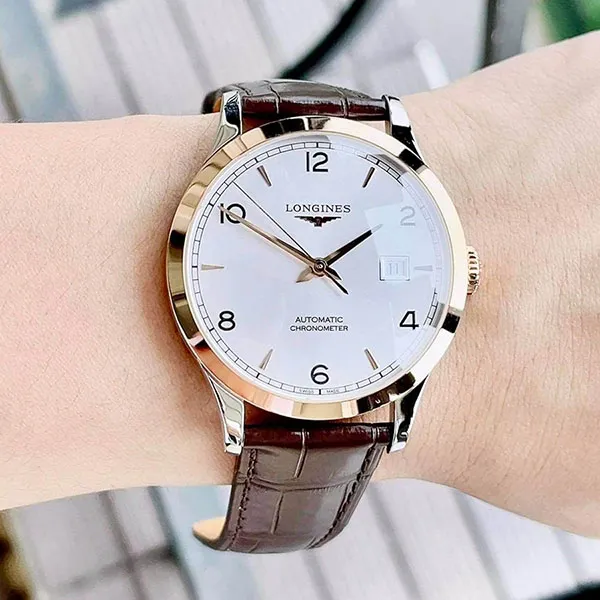 Đồng Hồ Nam Longines Record Collection Demi 18K 40mm L2.821.5.76.2 (L28215762) Màu Nâu - Vàng Hồng - Đồng hồ - Vua Hàng Hiệu