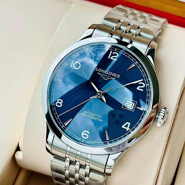 Đồng Hồ Nam Longines Record Watch L2.820.4.96.6 Màu Xanh Blue - Đồng hồ - Vua Hàng Hiệu