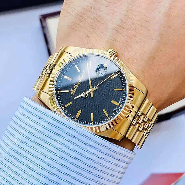 Đồng Hồ Nam Mathey-Tissot Mathey III Quartz Black Dial H810PN Màu Vàng Đen