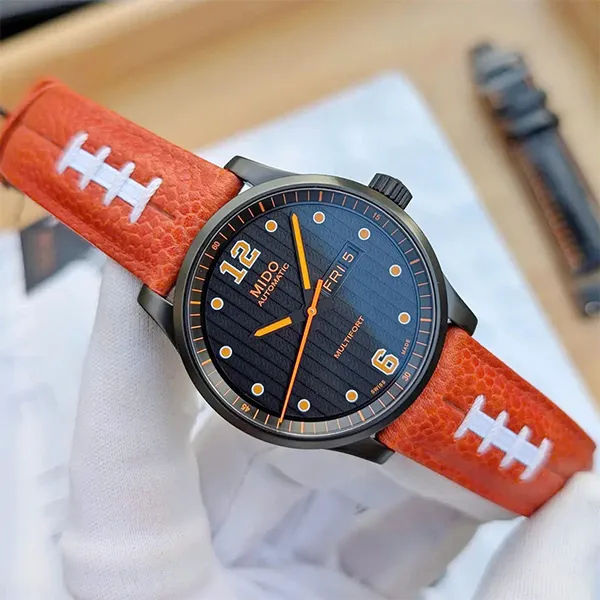 Đồng Hồ Nam Mido Multifort Touchdown M005.430.36.050.80 Màu Cam Phối Đen (Tặng Kèm Dây Đen)