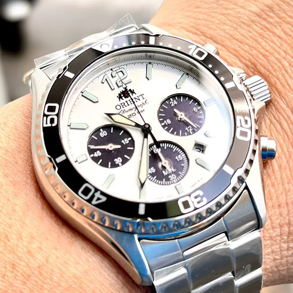 Đồng Hồ Nam Orient Mako Solar RA-TX0203S10B (RN-TX0203S)(RA-TX0203S) Chronograph 42.8mm Màu Bạc