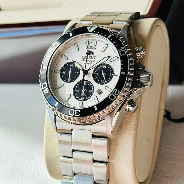 Đồng Hồ Nam Orient Mako Solar RA-TX0203S10B (RN-TX0203S)(RA-TX0203S) Chronograph 42.8mm Màu Bạc