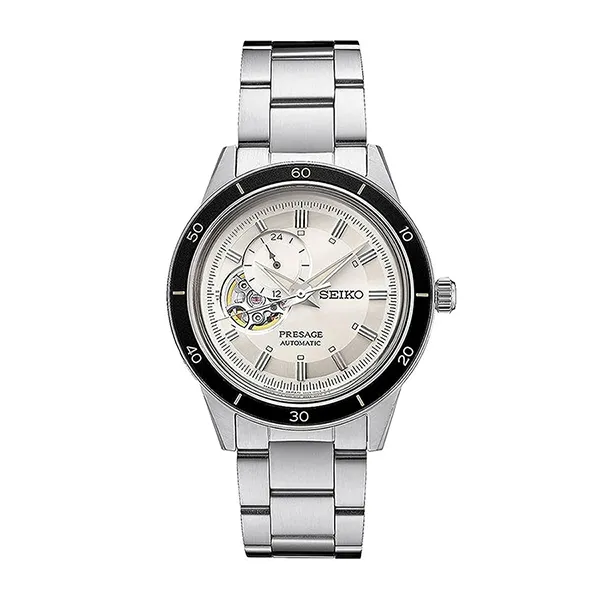 Đồng Hồ Nam Seiko Presage Style 60's Open Heart Watch SSA423J1 Màu Bạc