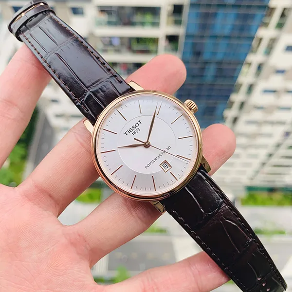 Đồng Hồ Nam Tissot Automatic Carson Powermatic 80 T122.407.36.031.00 (T1224073603100) Màu Nâu Vàng Hồng - Đồng hồ - Vua Hàng Hiệu