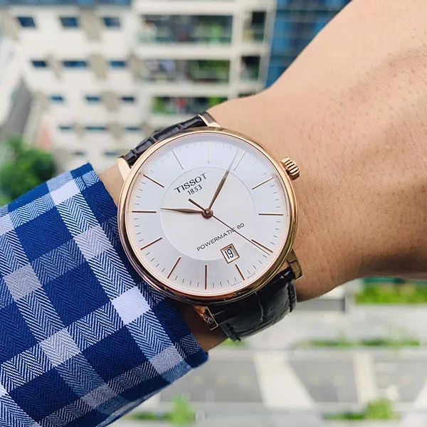 Đồng Hồ Nam Tissot Automatic Carson Powermatic 80 T122.407.36.031.00 (T1224073603100) Màu Nâu Vàng Hồng - Đồng hồ - Vua Hàng Hiệu