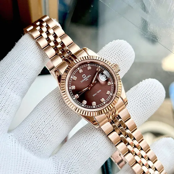 Đồng Hồ Nữ Carnival 8131L-VH-N Màu Nâu/ Vàng Hồng