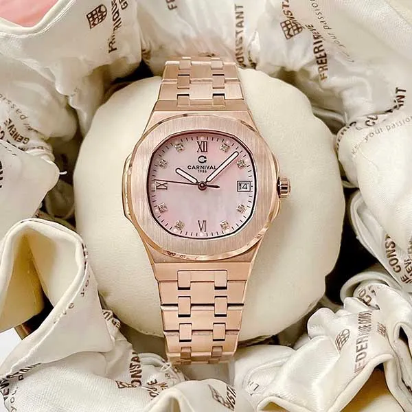 Đồng Hồ Nữ Carnival Quartz 8160L-VH-XÀ CỪ (8160L) Màu Vàng Hồng