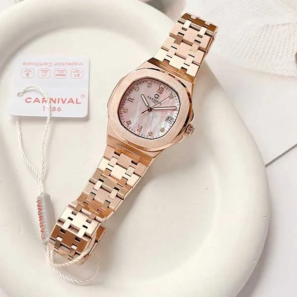 Đồng Hồ Nữ Carnival Quartz 8160L-VH-XÀ CỪ (8160L) Màu Vàng Hồng