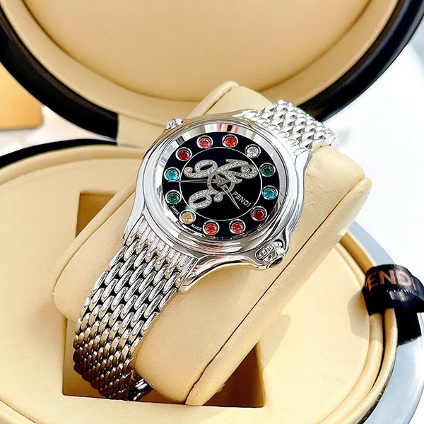 Đồng Hồ Nữ Fendi Crazy Carats Black Dial Stainless Steel F105031000D1T02 Màu Đen Bạc - Đồng hồ - Vua Hàng Hiệu