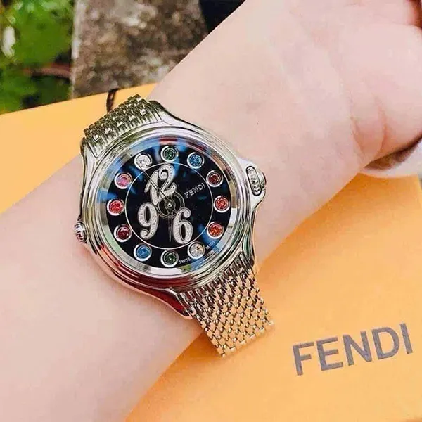 Đồng Hồ Nữ Fendi Crazy Carats Black Dial Stainless Steel F105031000D1T02 Màu Đen Bạc - Đồng hồ - Vua Hàng Hiệu