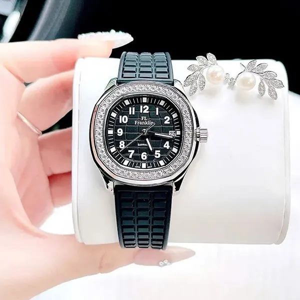 Đồng Hồ Nữ FL Franklin Watch Size 35mm Màu Đen Bạc (Tặng Kèm Khuyên Tai) - Đồng hồ - Vua Hàng Hiệu