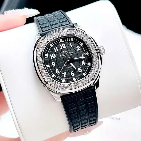 Đồng Hồ Nữ FL Franklin Watch Size 35mm Màu Đen Bạc (Tặng Kèm Khuyên Tai) - Đồng hồ - Vua Hàng Hiệu