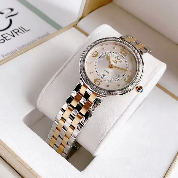 Đồng Hồ Nữ Gevril Verona Diamond 12903B Màu Bạc Vàng