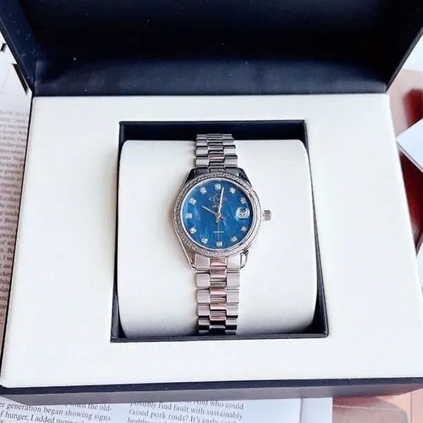 Đồng Hồ Nữ GV2 By Gevril Quartz Turin Diamond 12429B Màu Bạc Xanh - Đồng hồ - Vua Hàng Hiệu
