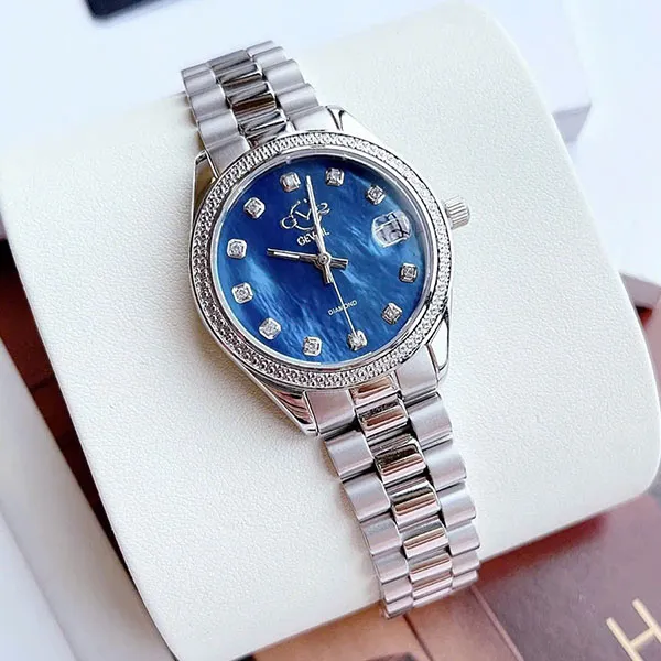 Đồng Hồ Nữ GV2 By Gevril Quartz Turin Diamond 12429B Màu Bạc Xanh - Đồng hồ - Vua Hàng Hiệu