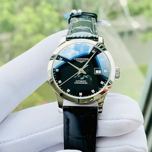 Đồng Hồ Nữ Longines Automatic Chronometer Record Collection Diamond L2.321.4.57.2 Màu Đen - Đồng hồ - Vua Hàng Hiệu
