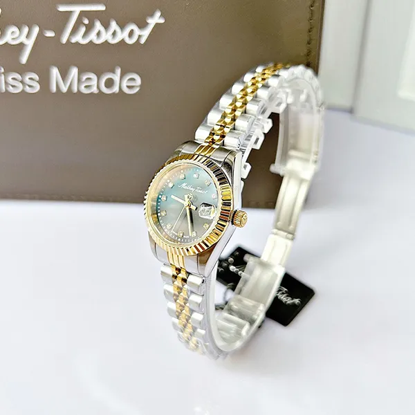 Đồng Hồ Nữ Mathey-Tissot Mathey II Quartz Crystal Black Dial D710BN Màu Bạc Phối Vàng