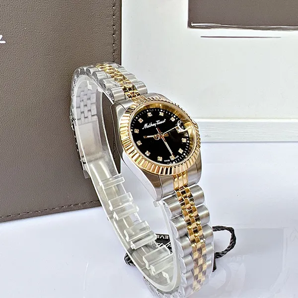Đồng Hồ Nữ Mathey-Tissot Mathey II Quartz Crystal Black Dial D710BN Màu Bạc Phối Vàng