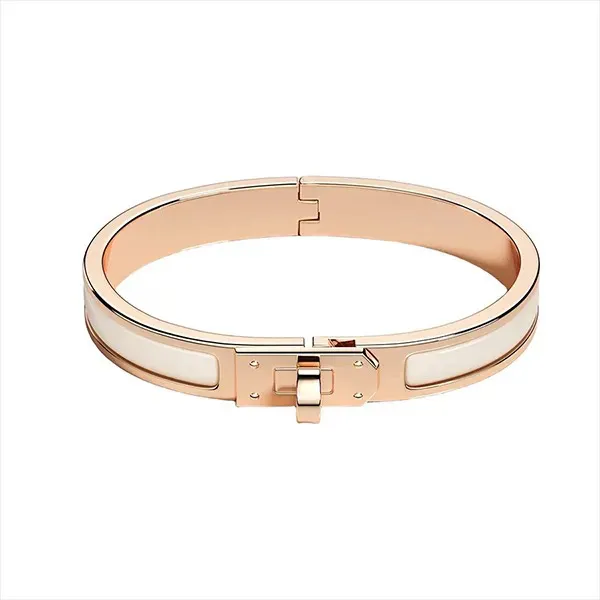 Vòng Đeo Tay Nữ Hermès Mini Clic Kelly Bracelet Cream Màu Vàng Hồng Phối Kem