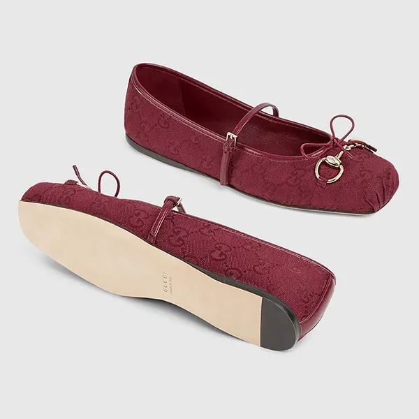 Giày Bệt Nữ Gucci Horsebit Ballet Flat ‎821220 FAD8F 8546 Màu Đỏ Size 36 - Giày - Vua Hàng Hiệu