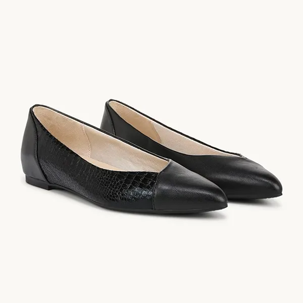 Giày Búp Bê Nữ Lifestride Promise Ballet Flat Black Faux Leather Màu Đen Size 36.5