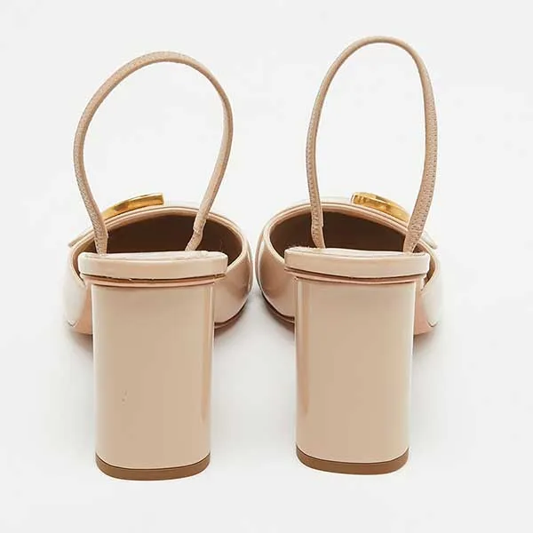 Giày Cao Gót Dior Beige Patent Leather Slingback Pumps Màu Be Size 37