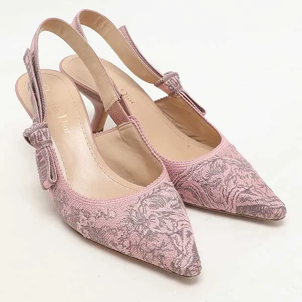 Giày Cao Gót Nữ Dior Pink/Grey Floral Jacquard J'Adior Slingback Pumps Màu Hồng Size 36.5 - Giày - Vua Hàng Hiệu