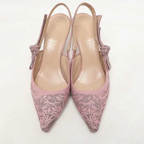 Giày Cao Gót Nữ Dior Pink/Grey Floral Jacquard J'Adior Slingback Pumps Màu Hồng Size 36.5 - Giày - Vua Hàng Hiệu