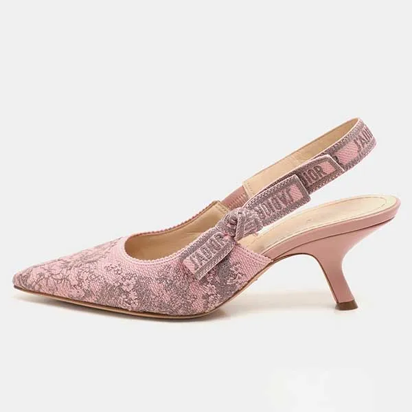 Giày Cao Gót Nữ Dior Pink/Grey Floral Jacquard J'Adior Slingback Pumps Màu Hồng Size 36.5 - Giày - Vua Hàng Hiệu