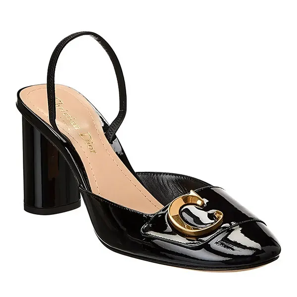 Giày Cao Gót Nữ Dior Spartiates En Cuir Verni J'adior Sandals Màu Đen Size 37