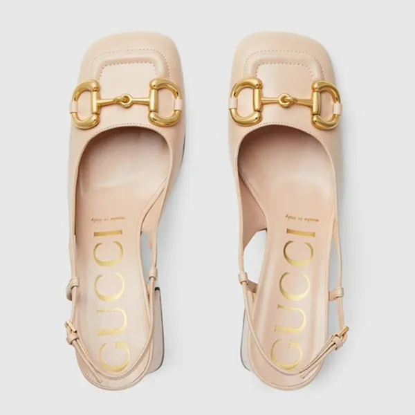 Giày Cao Gót Nữ Gucci Mid-Heel Slingback With Horsebit 643892-C9D00-6705 Màu Beige Size 35 - Giày - Vua Hàng Hiệu