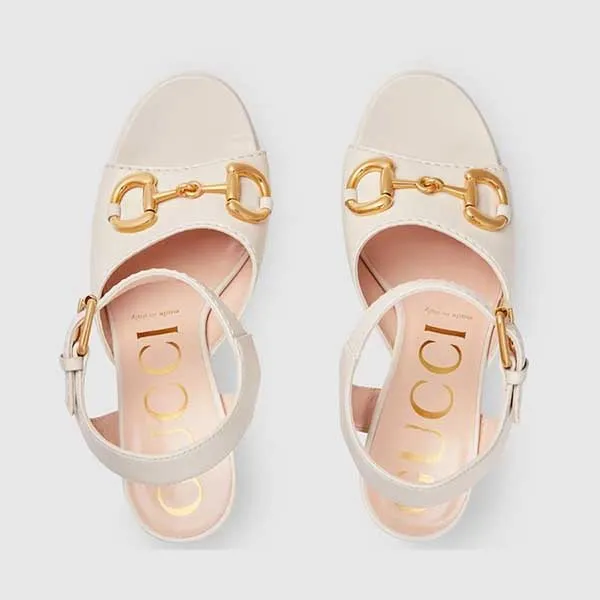 Giày Cao Gót Nữ Gucci Platform Sandal With Horsebit Màu Trắng Size 36.5 - Giày - Vua Hàng Hiệu