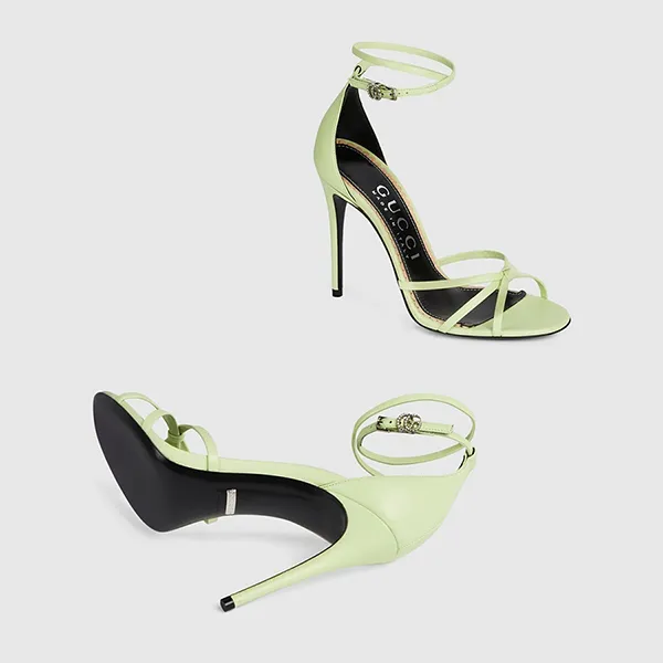 Giày Cao Gót Nữ Gucci Women's Strappy Sandal 748867BKO003801 Màu Xanh Nhạt Size 39 - Giày - Vua Hàng Hiệu