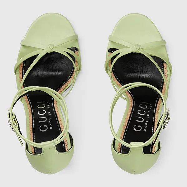 Giày Cao Gót Nữ Gucci Women's Strappy Sandal 748867BKO003801 Màu Xanh Nhạt Size 39 - Giày - Vua Hàng Hiệu