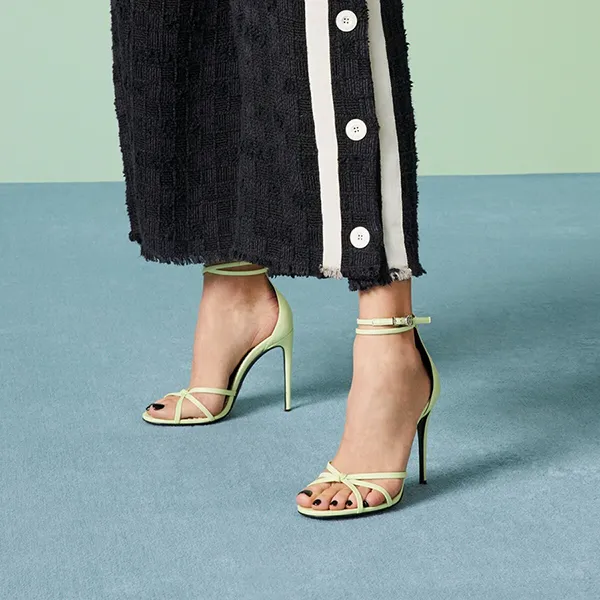 Giày Cao Gót Nữ Gucci Women's Strappy Sandal 748867BKO003801 Màu Xanh Nhạt Size 39 - Giày - Vua Hàng Hiệu
