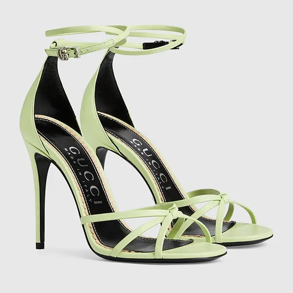 Giày Cao Gót Nữ Gucci Women's Strappy Sandal 748867BKO003801 Màu Xanh Nhạt Size 39 - Giày - Vua Hàng Hiệu